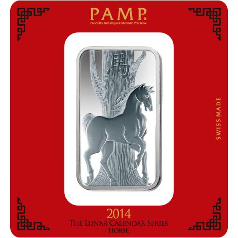 100 Gram PAMP Suisse Lunar Horse Silver Bar (New w/ Assay)