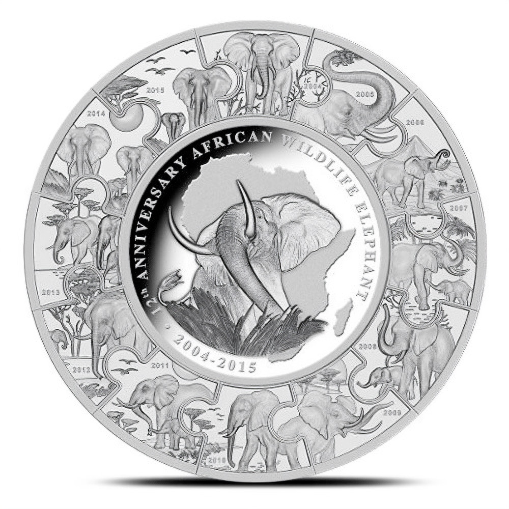 2015 1 Kilo Somalia Silver Elephant Puzzle Coin (BU, 215 Mintage)