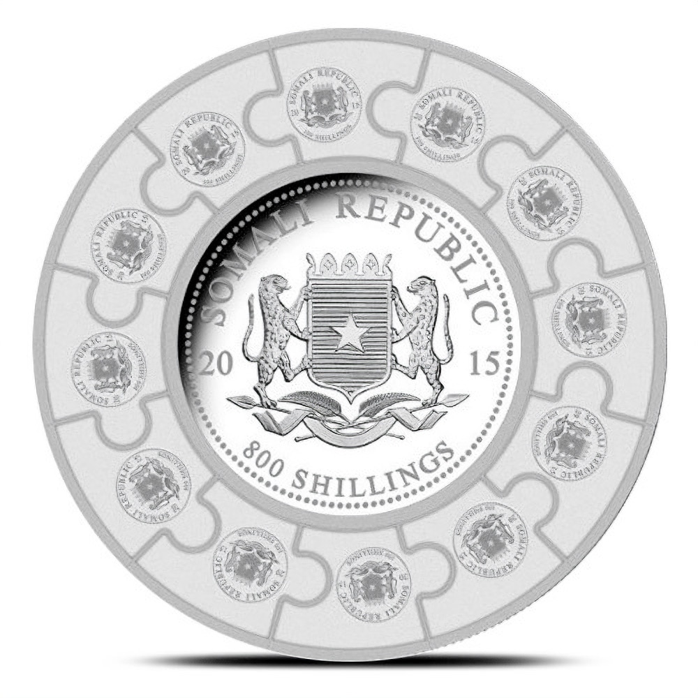 2015 1 Kilo Somalia Silver Elephant Puzzle Coin (BU, 215 Mintage)