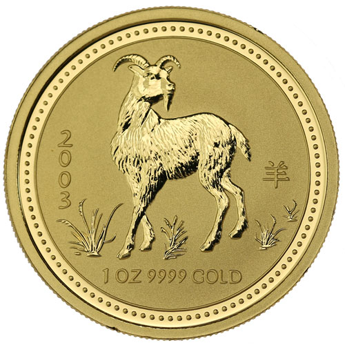 2003 1 oz Australian Gold Lunar Goat Coin