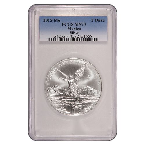 2015 5 oz Mexican Silver Libertad Coin PCGS MS70
