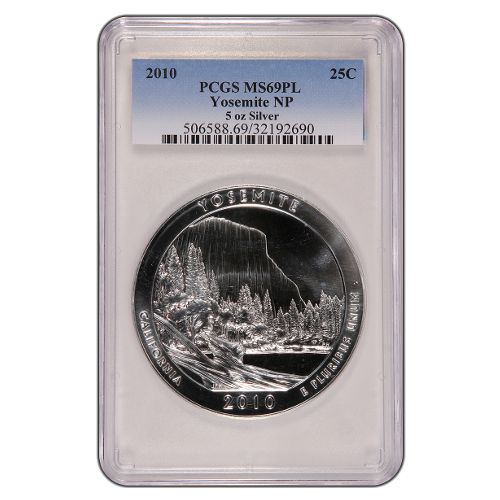 2010 5 oz ATB Yosemite Silver Coin PCGS MS69 PL