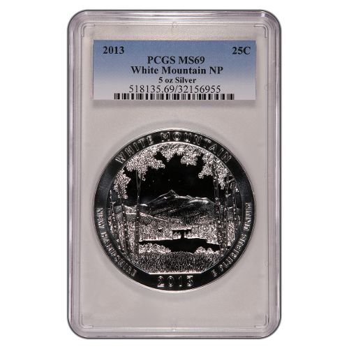 2013 5 oz ATB White Mountain Silver Coin PCGS MS69