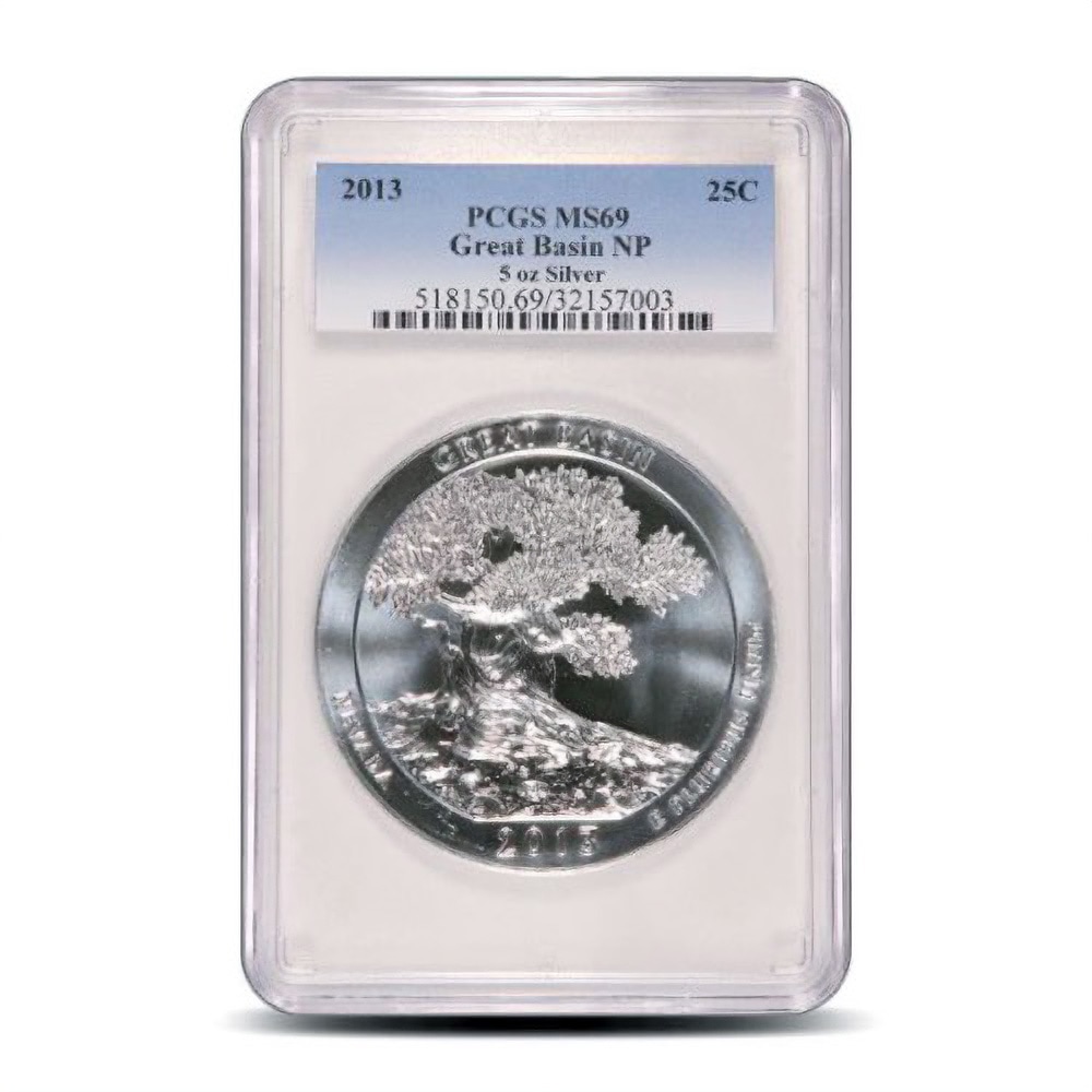 2013 5 oz ATB Great Basin Silver Coin PCGS MS69