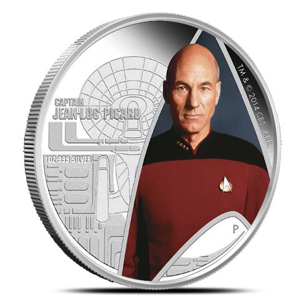 2015 1 oz Tuvalu Star Trek Captain Picard Proof Silver Coin