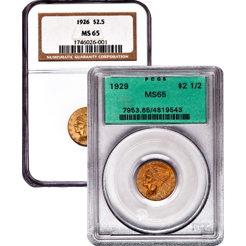Pre-33 $2.50 Indian Gold Quarter Eagle Coin (MS65, PCGS or NGC)