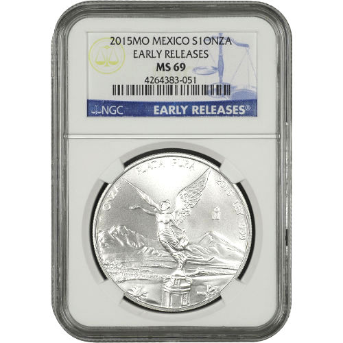 2015 1 oz Mexican Silver Libertad Coin NGC MS69 ER