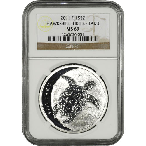 2011 1 oz New Zealand Silver $2 Fiji Taku Coin NGC MS69