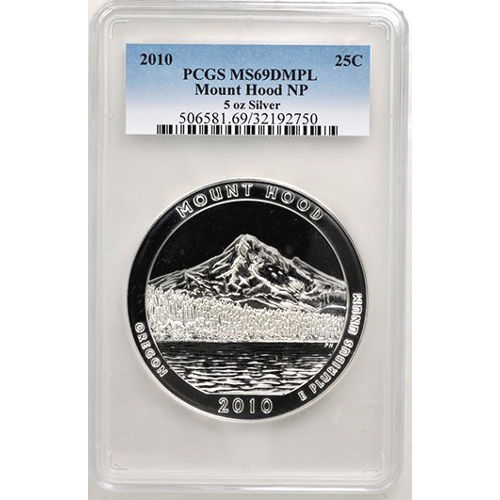 2010 5 oz ATB Mount Hood Silver Coin PCGS MS69 DMPL