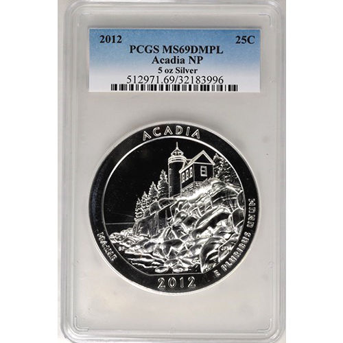 2012 5 oz ATB Acadia Silver Coin PCGS MS69 DMPL
