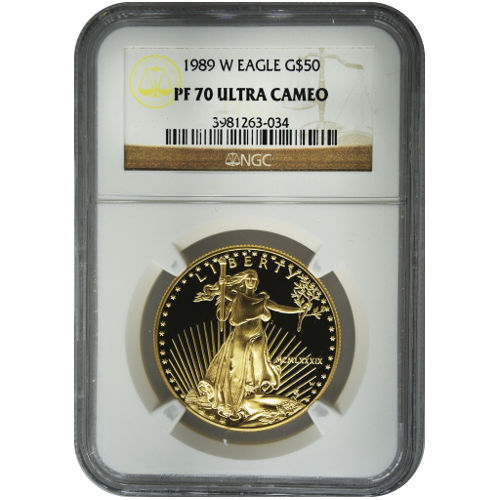 1989-W 1 oz Proof American Gold Eagle Coin NGC PF70 UCAM