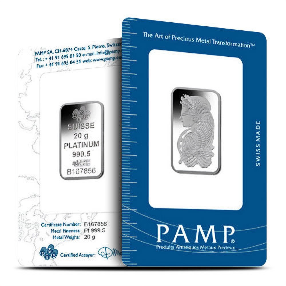 20 Gram PAMP Suisse Fortuna Platinum Bar (New w/ Assay)