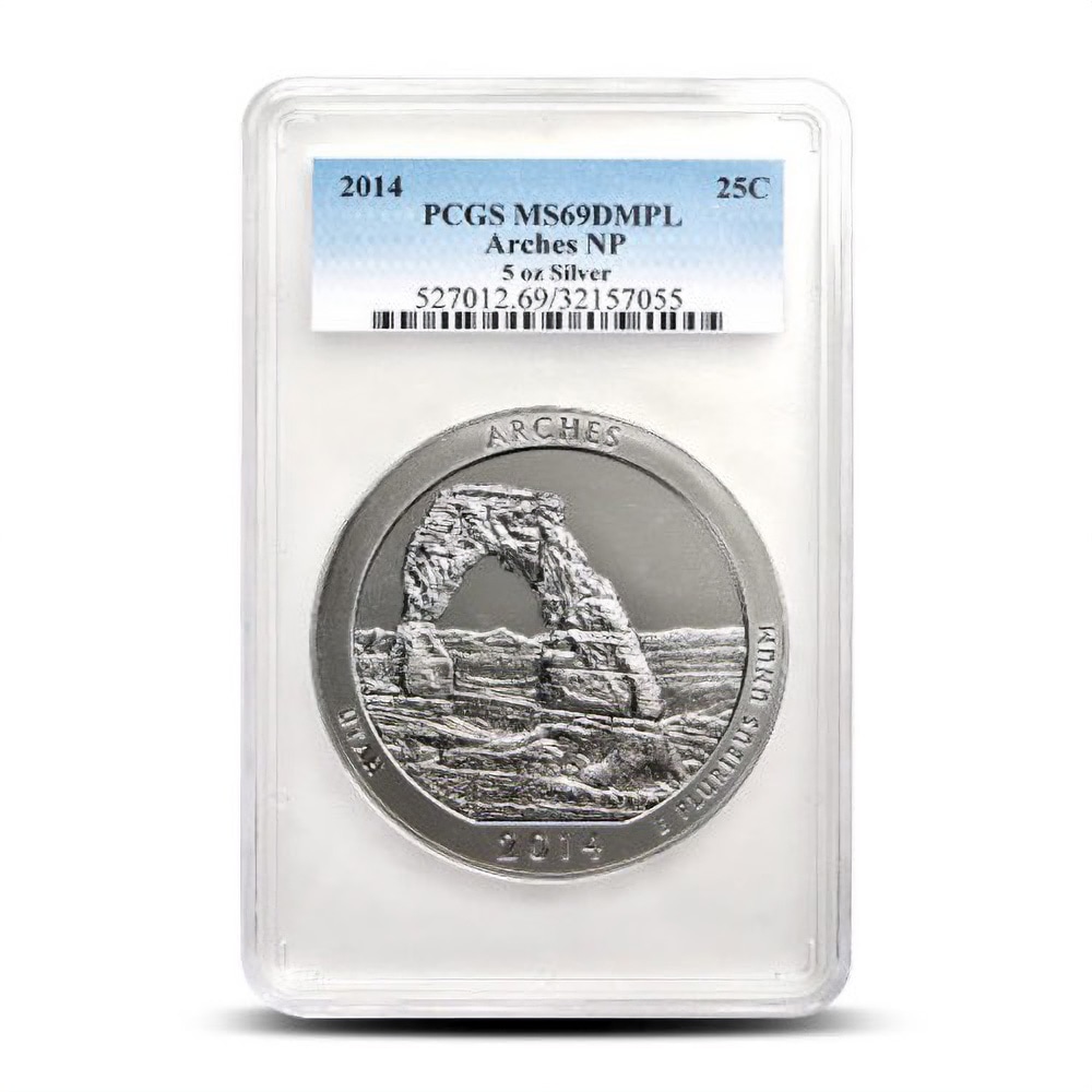 2014 5 oz ATB Arches Silver Coin PCGS MS69 DMPL