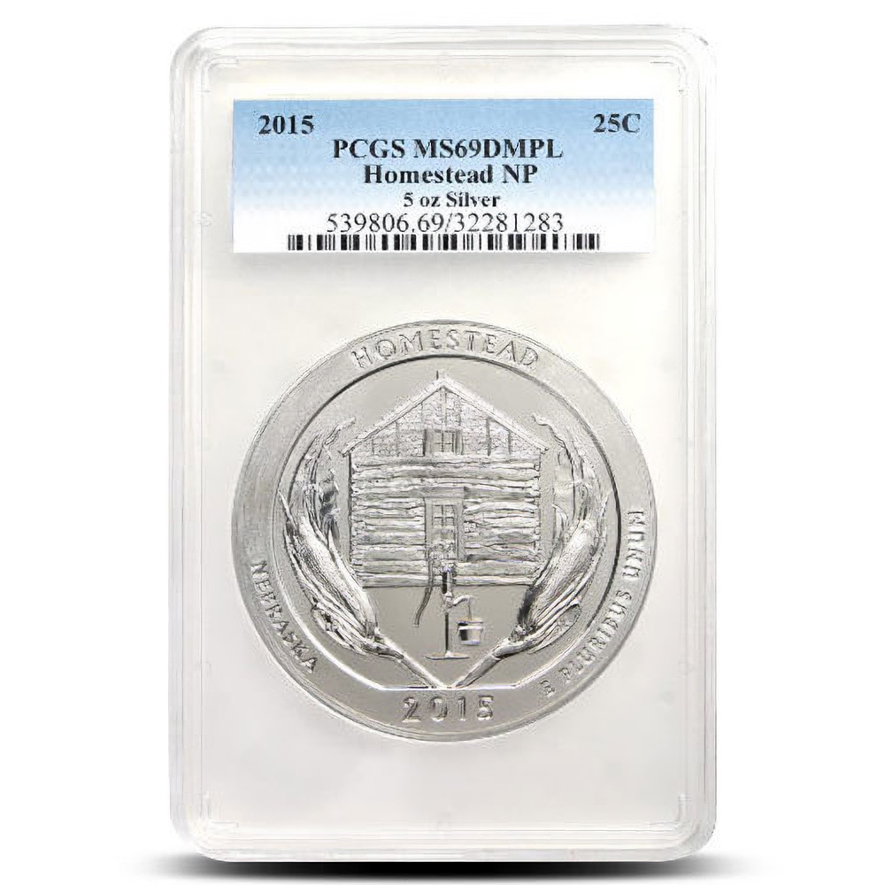 2015 5 oz ATB Homestead Silver Coin PCGS MS69 DMPL