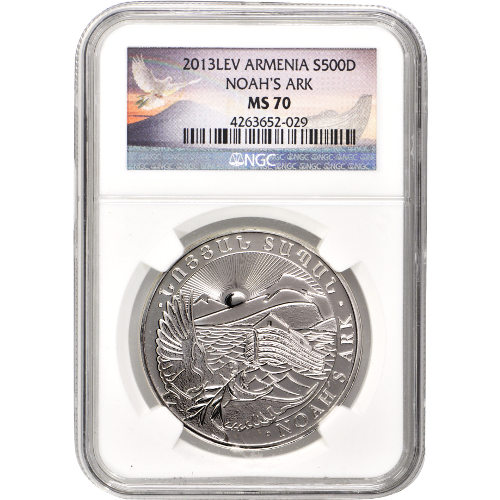 2013 1 oz Armenian Silver Noah's Ark Coin NGC MS70