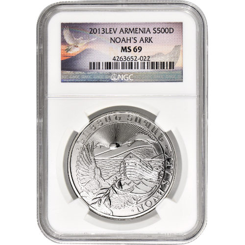 2013 1 oz Armenian Silver Noah’s Ark Coin NGC MS69