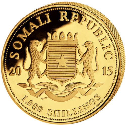 2015 1 oz Somalia Gold Elephant Coin (BU, ANA Chicago Privy, 100 Mintage)