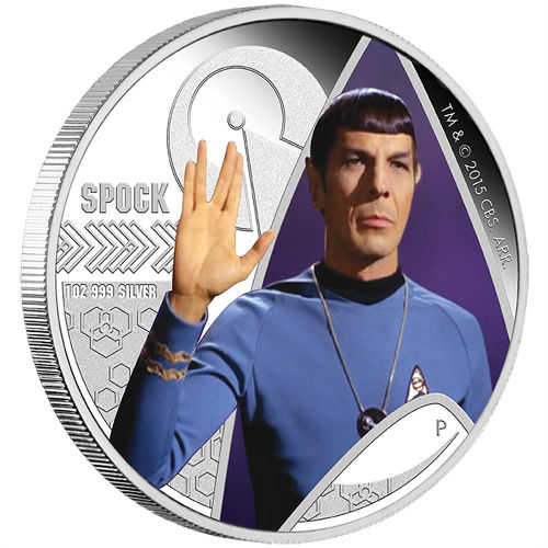 2015 1 oz Tuvalu Star Trek Spock Proof Silver Coin