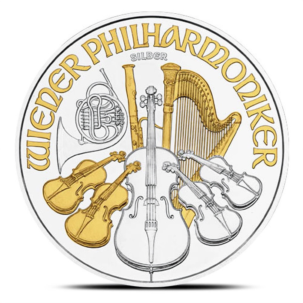 2019 1 oz Austrian Silver Philharmonic Coin (Gilded, BU)