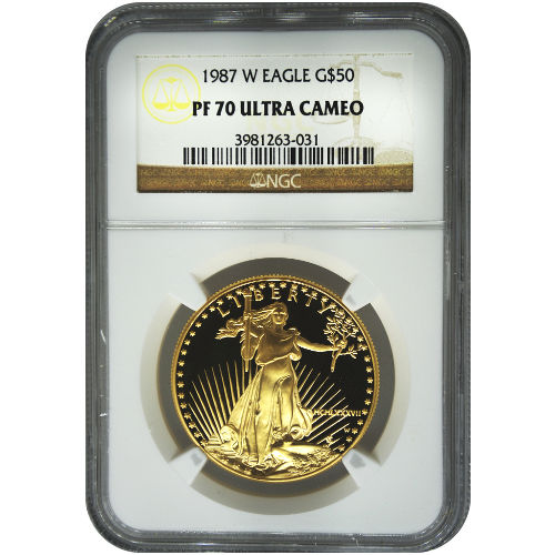 1987-W 1 oz Proof American Gold Eagle Coin NGC PF70 UCAM