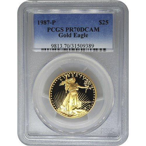1987-P 1/2 oz Proof American Gold Eagle Coin PCGS PR70 DCAM