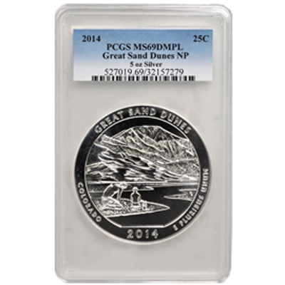 2014 5 oz ATB Great Sand Dunes Silver Coin PCGS MS69 DMPL