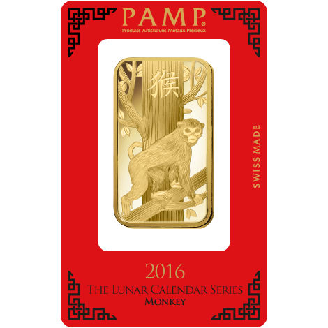100 Gram PAMP Suisse Lunar Monkey Gold Bar (New w/ Assay)