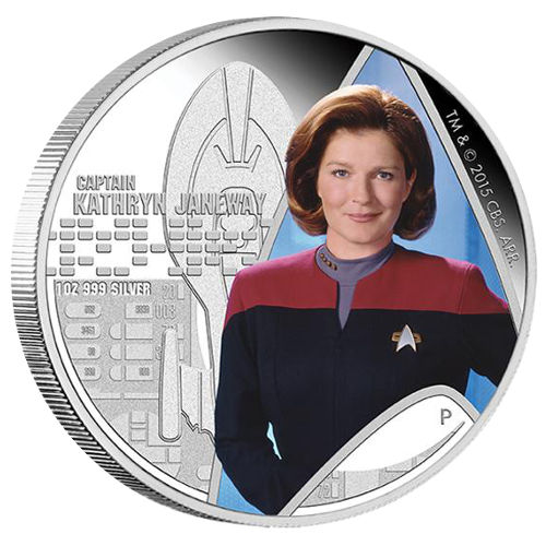 2015 1 oz Tuvalu Star Trek Captain Janeway Proof Silver Coin