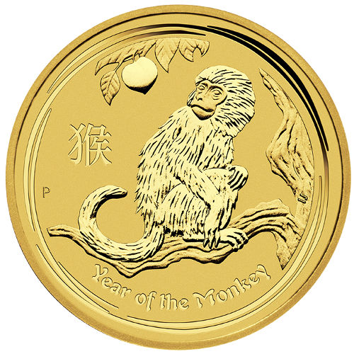 2016 1/10 oz Australian Gold Lunar Monkey Coin