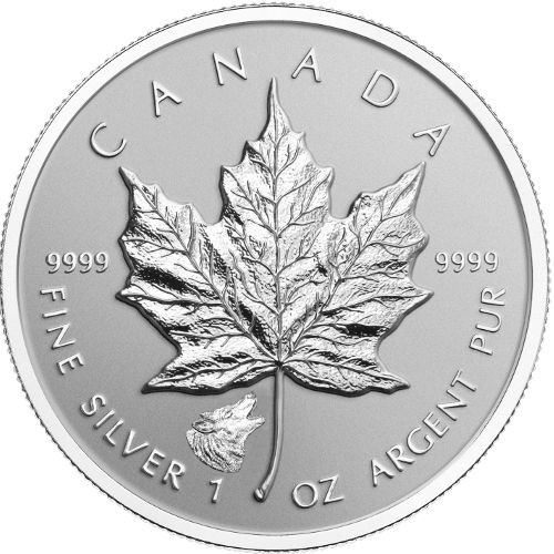 2016 1 oz Wolf Privy Canadian Silver Maple Leaf Reverse Proof Coin