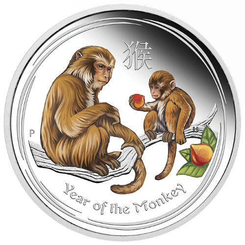 2016 1/2 oz Proof Colorized Australian Lunar Silver Monkey Coin