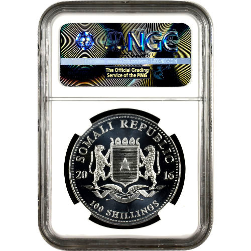 2016 1 oz Somalia Silver Elephant Coin NGC MS69 ER