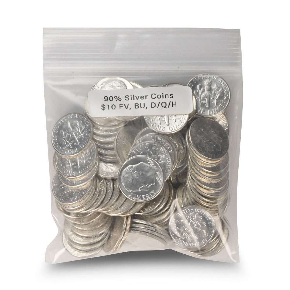 90% Silver Coins ($10 FV, BU, Dimes and/or Quarters and/or Halves)