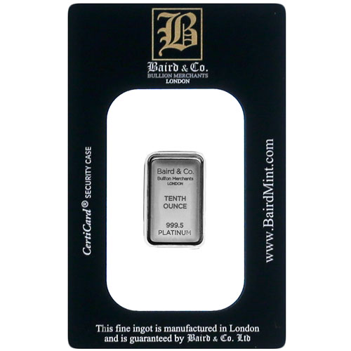1/10 oz Baird Mint Platinum Bar (New w/ Assay)