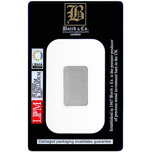 1/10 oz Baird Mint Platinum Bar (New w/ Assay)