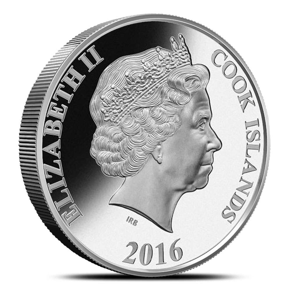2016 5 oz Cook Islands Mother of Pearl Monkey Silver Coin