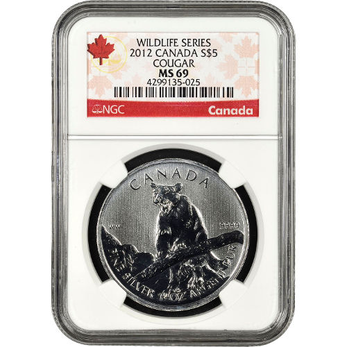 2012 1 oz Canadian Silver Cougar Coin NGC MS69