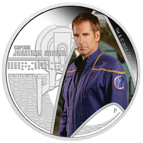 2015 1 oz Tuvalu Star Trek Captain Archer Proof Silver Coin