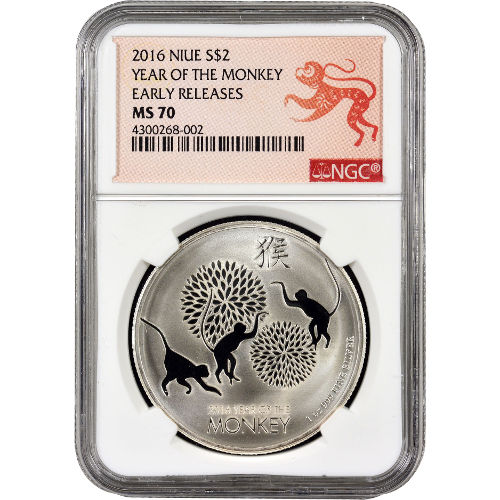 2016 1 oz New Zealand Lunar Monkey Silver Coin NGC MS70 ER