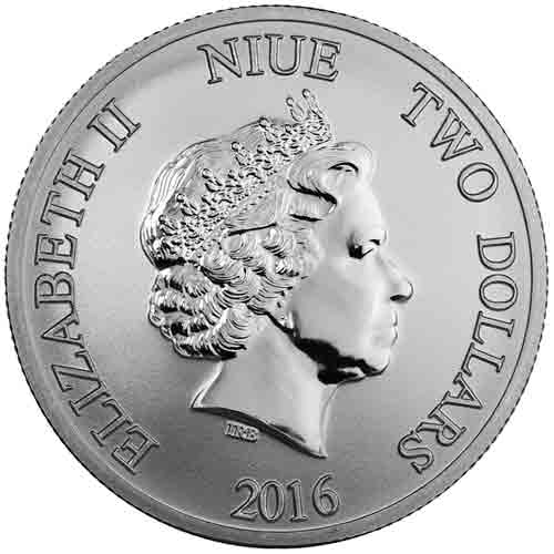 2016 1 oz New Zealand Silver $2 Niue Hawksbill Turtle Coin (BU)