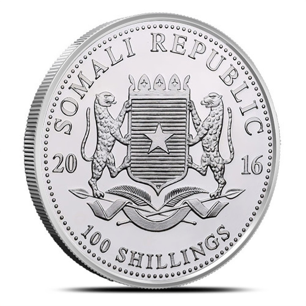 2016 1 oz Somalia Elephant Silver Coin (Gilded, BU)
