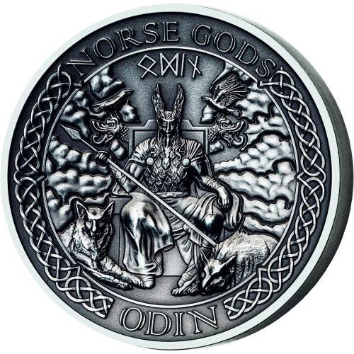 2015 2 oz Cook Islands Silver Norse God Odin Proof Coin (Ultra High Relief)