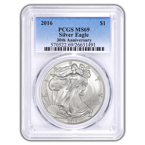 2016 1 oz American Silver Eagle Coin PCGS MS69