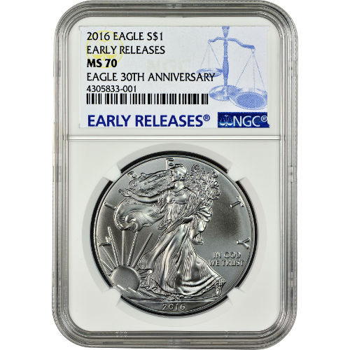 2016 1 oz American Silver Eagle Coin NGC MS70 ER