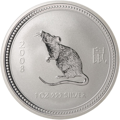 2008 1 oz Australian Silver Lunar Rat Coin (Series I)