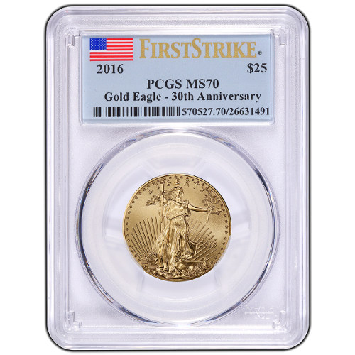 2016 1/2 oz American Gold Eagle Coin PCGS MS70 FS