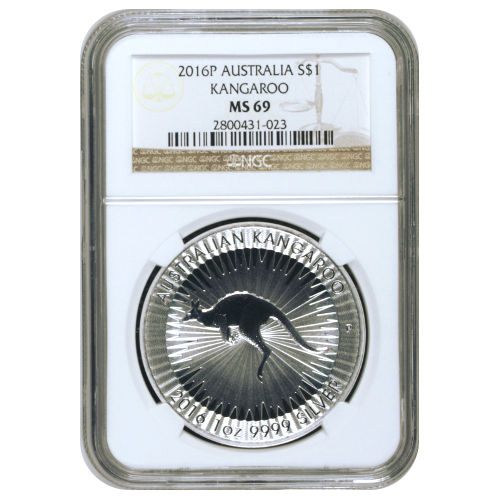 2016 1 oz Australian Silver Kangaroo Coin NGC MS69