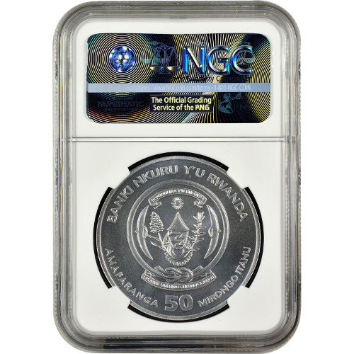2015 1 oz Rwandan African Buffalo Silver Coin NGC MS70