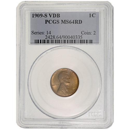 1909-S VDB Lincoln Wheat Penny PCGS MS64 RD