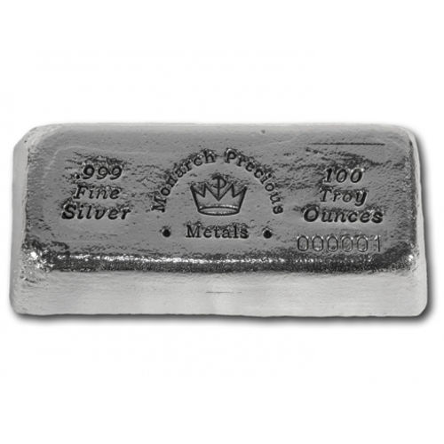 100 oz Monarch Hand Poured Loaf Silver Bar (New)